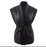 Load image into Gallery viewer, V-NECK PUFF VEST WITH BELT
