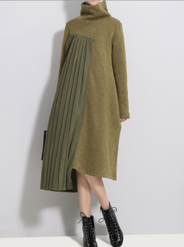 HOLY COWL DRESS - ARMY GREEN
