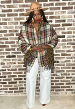 Load image into Gallery viewer, PLAID LEOPARD UNDERLAY PONCHO
