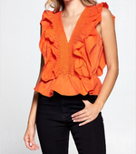 Load image into Gallery viewer, RUFFLE MY FEATHERS TOP - ORANGE
