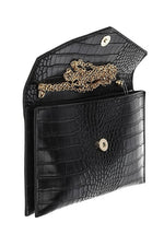 Load image into Gallery viewer, BLACK CROCODILE CLUTCH

